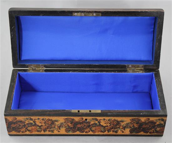 A Victorian Tunbridgeware dome top glove box, by Thomas Barton, 9.5in.